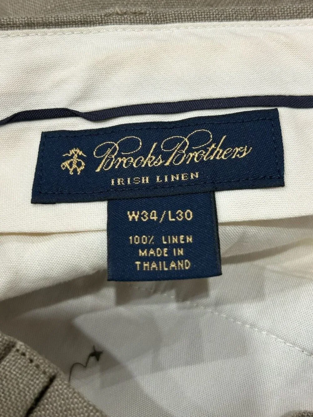 Brooks Brothers 34 Mens Brown Irish Linen Relaxed Fit Dress Pants Heritage Style